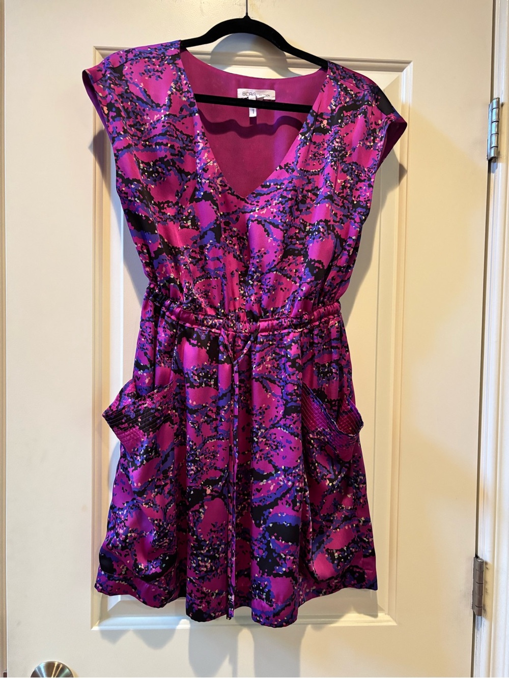 BCBGeneration Pink and Black Abstract Print Dress